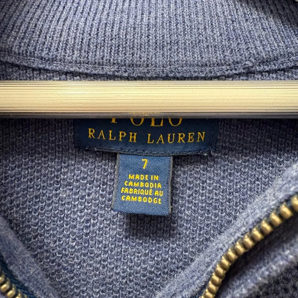 Boys Polo Ralph Lauren Blue Half-Zip Lightweight Knit - size 7